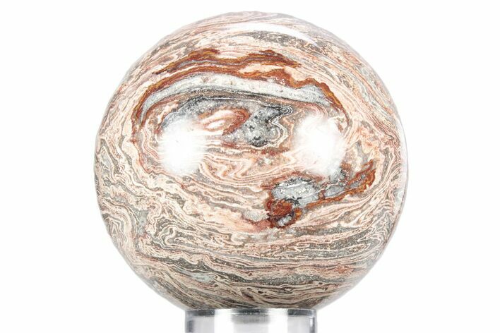 Polished Squirrel Tail Stromatolite Sphere - Mexico #360430
